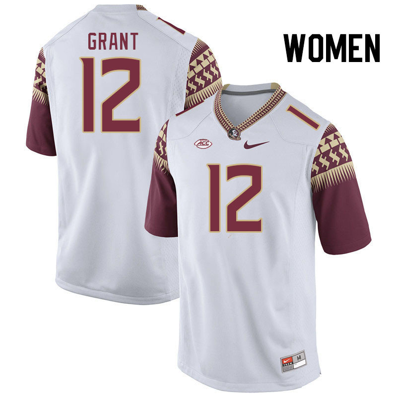 Women #12 Michael Grant Florida State Seminoles College Football Jerseys Stitched Sale-White